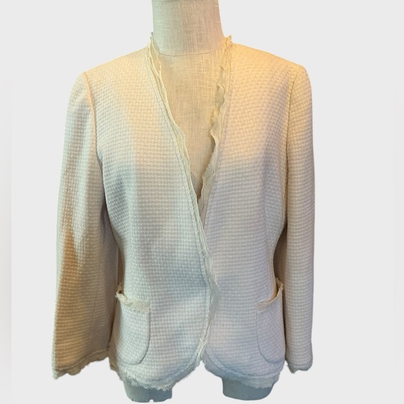 Banana Republic Blazer Jacket Vintage Ivory Pearl Wool - Picture 2 of 10